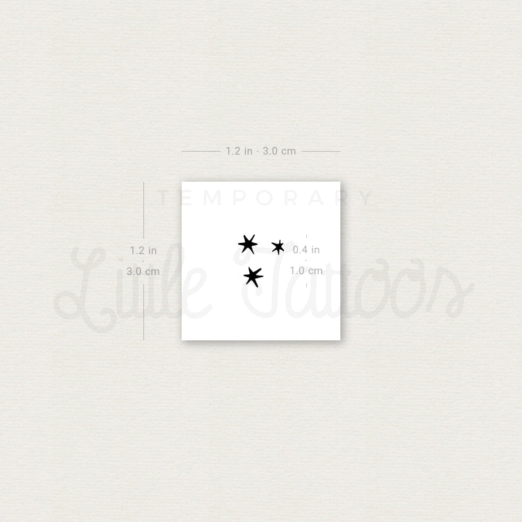 Tatuaje temporal de tres estrellas pequeñas (juego de 3)