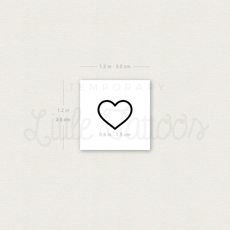 Small Heart Outline Temporary Tattoo - Set of 3