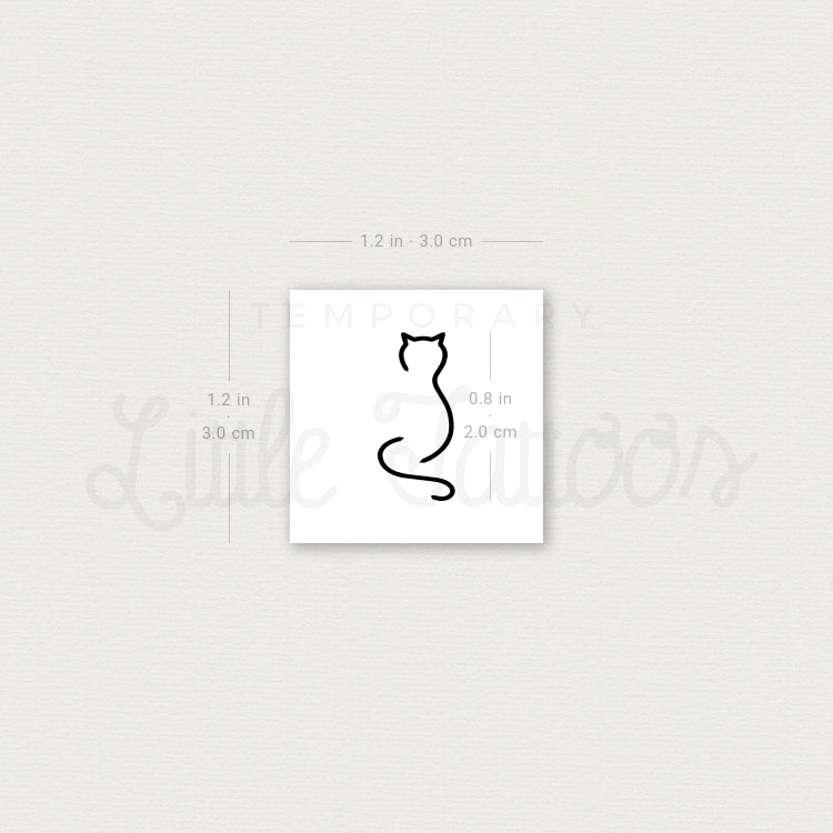 Tatuaje temporal de gato minimalista - Juego de 3