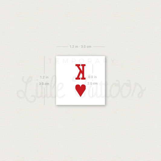 Tatuaje temporal del Rey de Corazones - Juego de 3