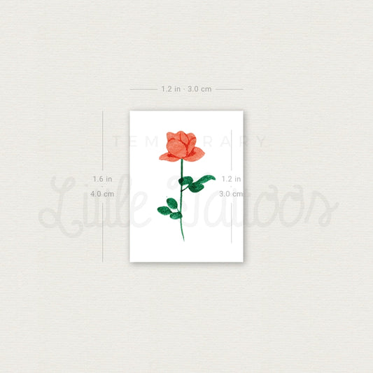 Tatuaje temporal de una pequeña rosa naranja de Zihee (juego de 3)