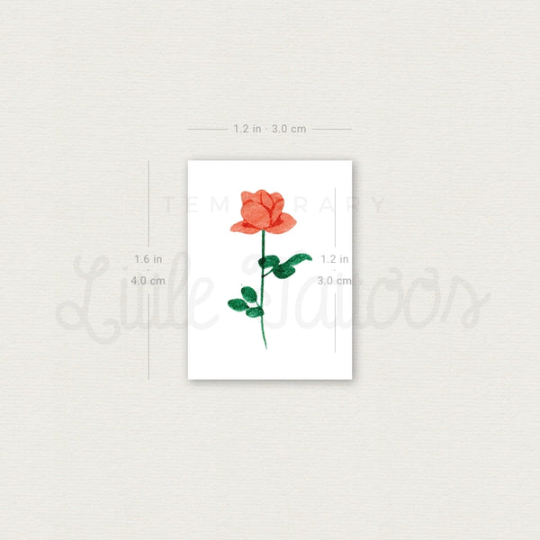 Small Orange Rose Temporary Tattoo by Zihee - Set of 3