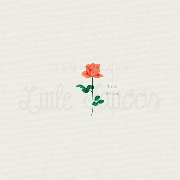 Small Orange Rose Temporary Tattoo by Zihee - Set of 3