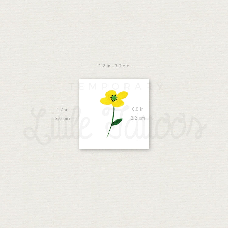 Small Yellow Flower Temporary Tattoo by Zihee - Set of 3