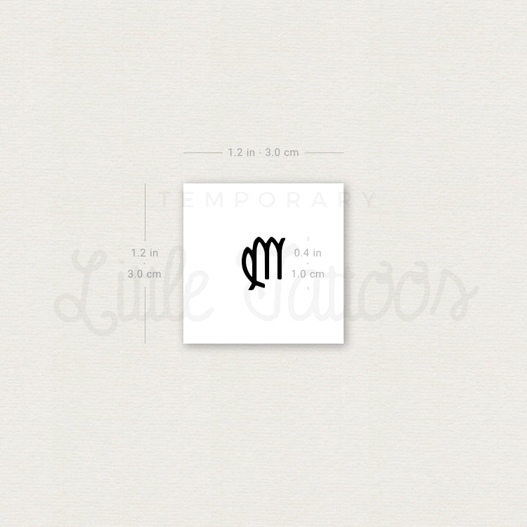 Virgo Zodiac Symbol Temporary Tattoo - Set of 3