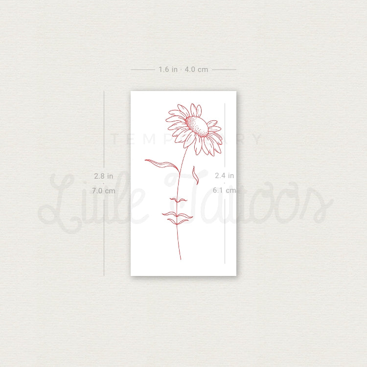 A Dreaming Daisy [Red] by Jakenowicz Temporary Tattoo - Set of 3