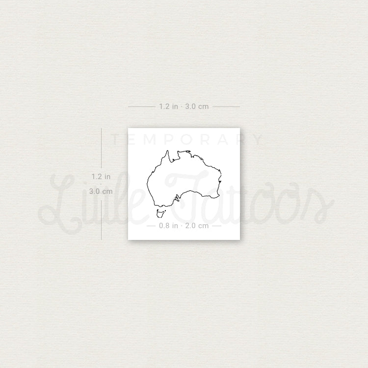 Australia Map Temporary Tattoo - Set of 3