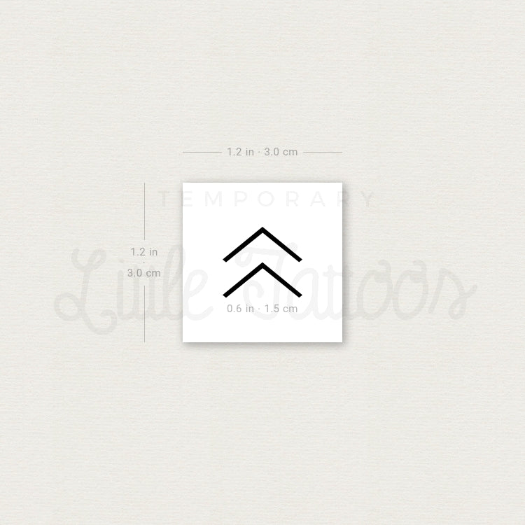 Tatuaje temporal minimalista de flecha y chevrón (juego de 3)