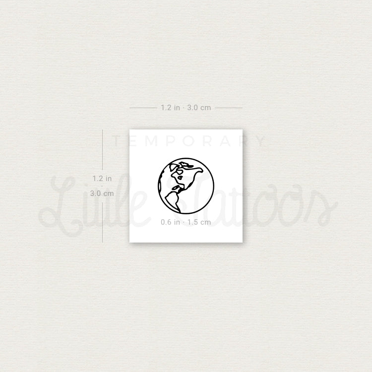 Small Planet Earth (America) Temporary Tattoo (Set of 3)