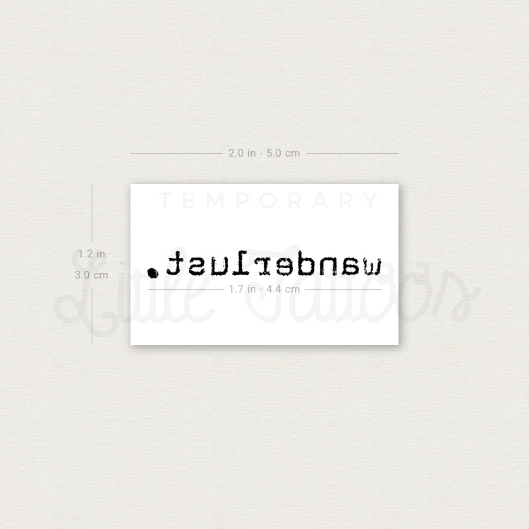 Typewriter Font 'Wanderlust' Temporary Tattoo - Set of 3