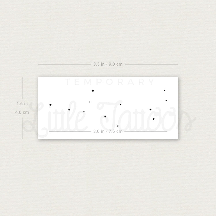Tatuaje temporal minimalista de la constelación de Virgo (juego de 3)