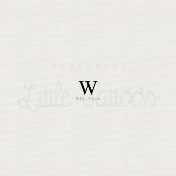 W Uppercase Serif Letter Temporary Tattoo - Set of 3
