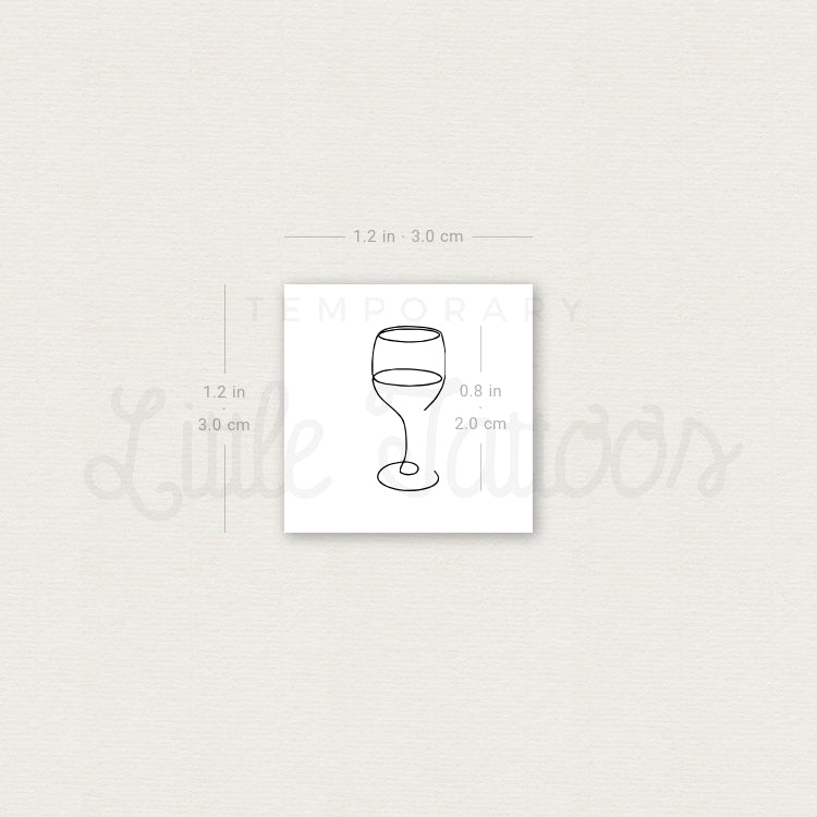 Tatuaje temporal minimalista de copa de vino (juego de 3)