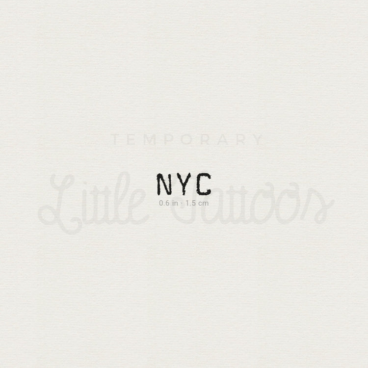 Typewriter Font NYC Temporary Tattoo - Set of 3