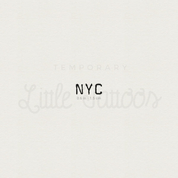 Typewriter Font NYC Temporary Tattoo - Set of 3
