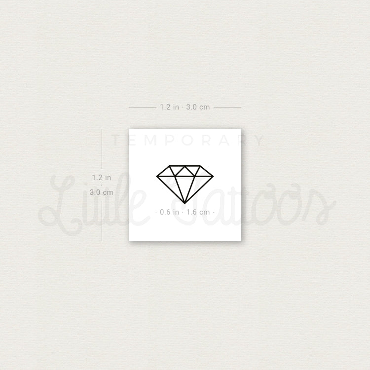 Tatuaje temporal minimalista de diamante (juego de 3)