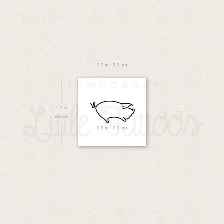 Minimalist Pig Temporary Tattoo - Set of 3
