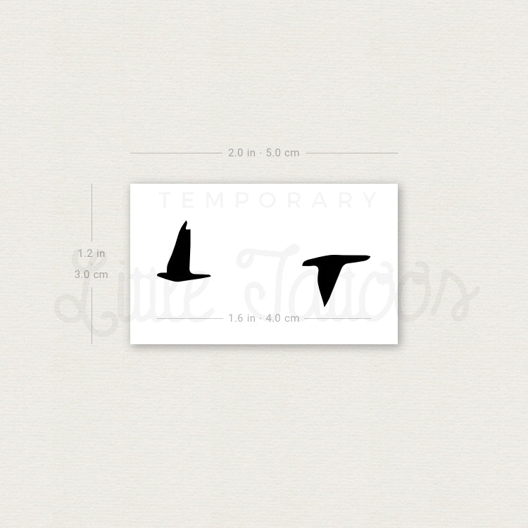 Flying Bird Couple Temporary Tattoo - Set of 3