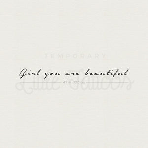 Girl You Are Beautiful Temporary Tattoo - Set of 3