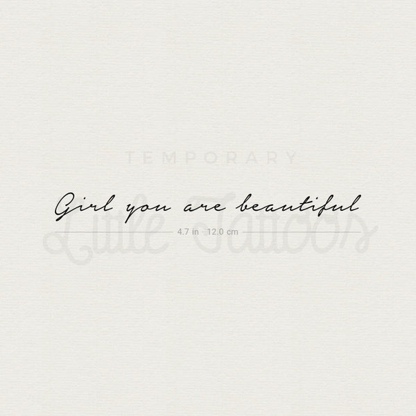 Girl You Are Beautiful Temporary Tattoo - Set of 3