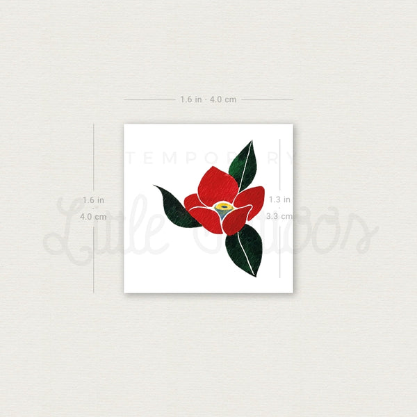 Red Camellia Temporary Tattoo by Zihee - Set of 3
