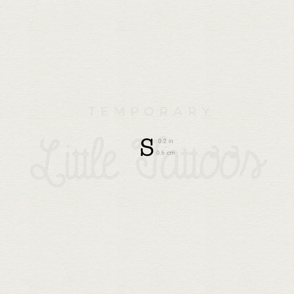 S Uppercase Typewriter Letter Temporary Tattoo - Set of 3