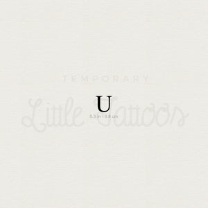 U Uppercase Serif Letter Temporary Tattoo - Set of 3