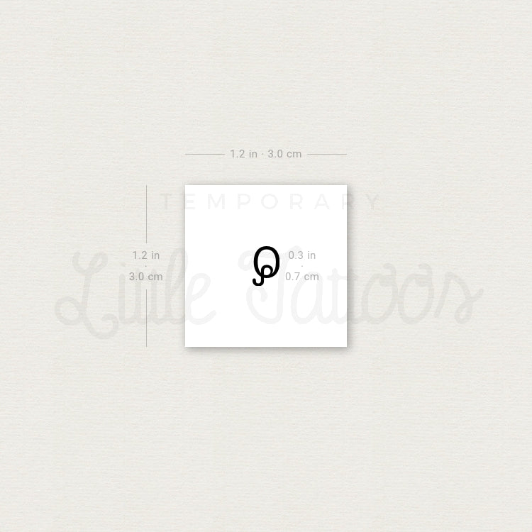 Q Uppercase Typewriter Letter Temporary Tattoo - Set of 3