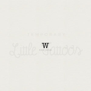 W Uppercase Typewriter Letter Temporary Tattoo - Set of 3