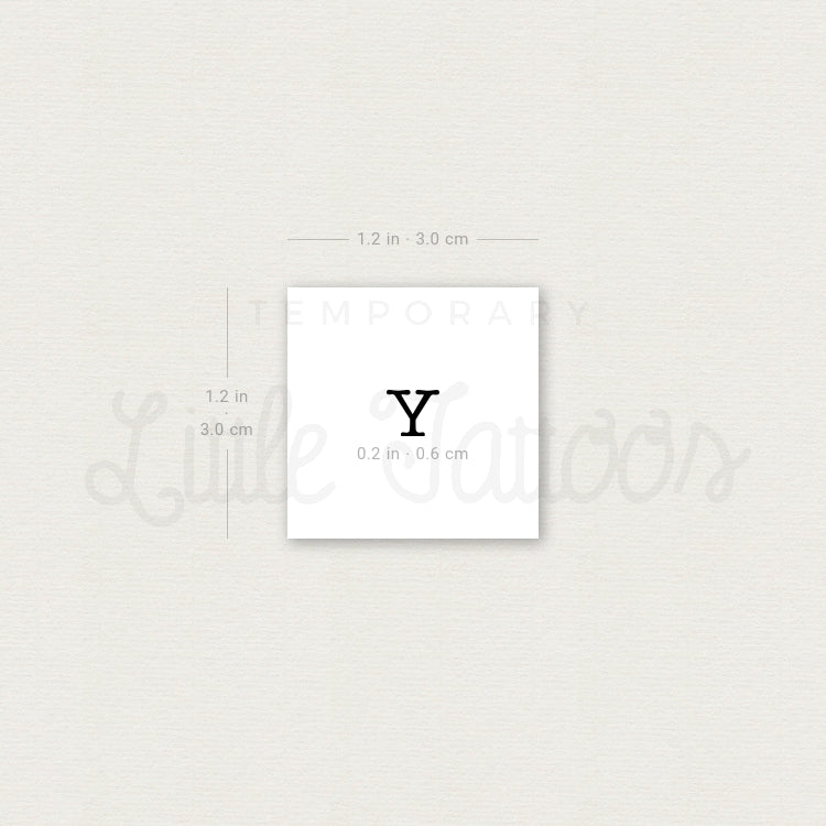 Y Uppercase Typewriter Letter Temporary Tattoo - Set of 3