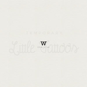 W Lowercase Typewriter Letter Temporary Tattoo - Set of 3