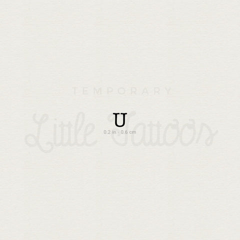 U Uppercase Typewriter Letter Temporary Tattoo - Set of 3