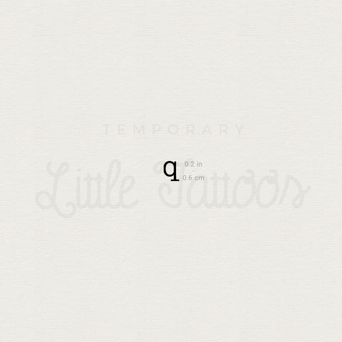 Q Lowercase Typewriter Letter Temporary Tattoo - Set of 3