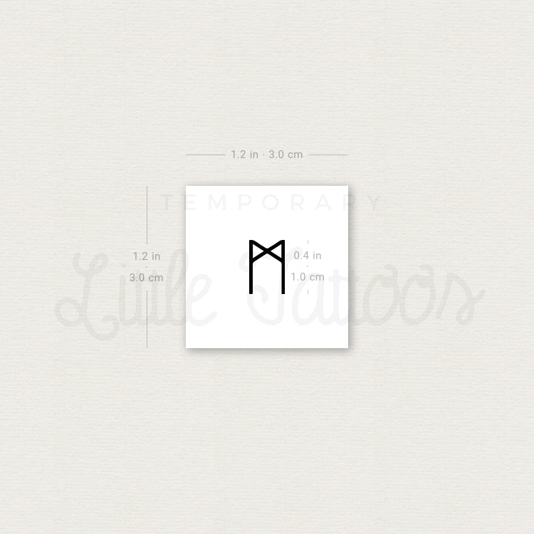 Mannaz Rune Temporary Tattoo - Set of 3