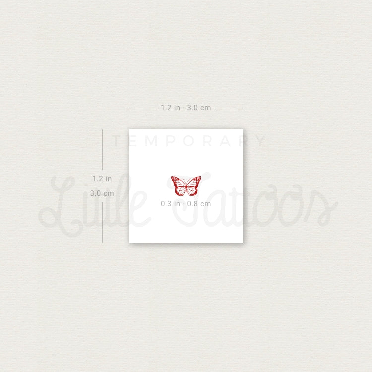 Red Butterfly Temporary Tattoo - Set of 3