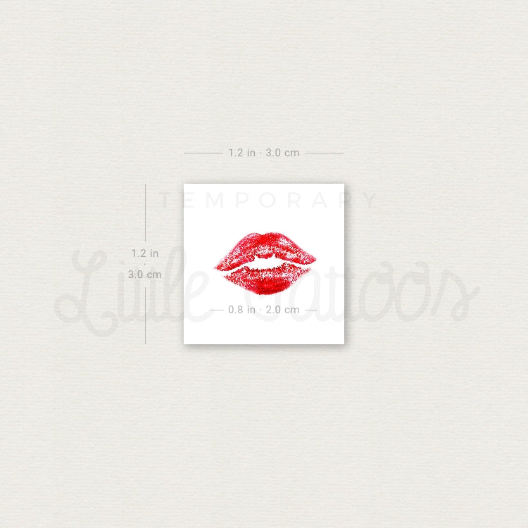 Small Kiss Mark Temporary Tattoo - Set of 3