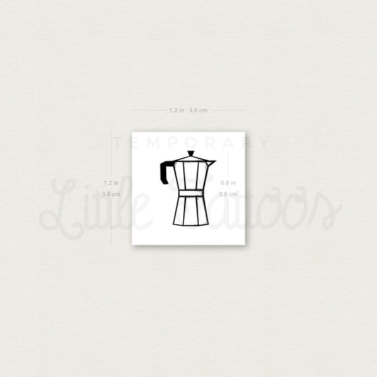 Tatuaje temporal de cafetera moka - Juego de 3