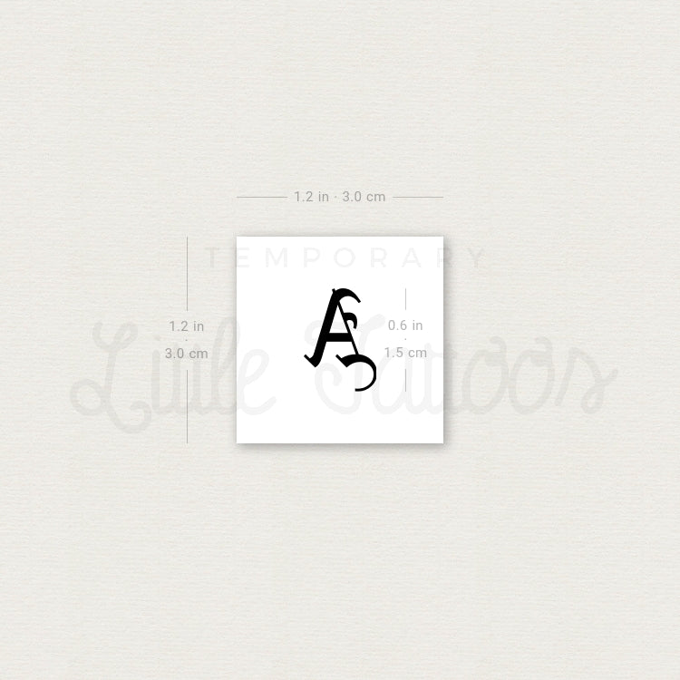 Gothic A Letter Temporary Tattoo - Set of 3