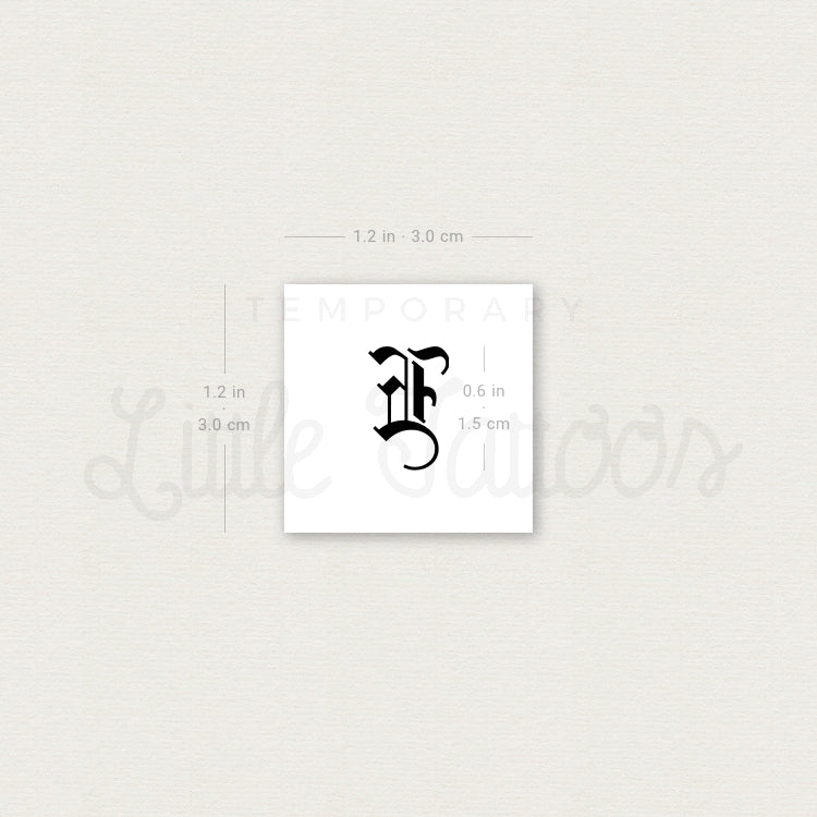 Gothic E Letter Temporary Tattoo - Set of 3