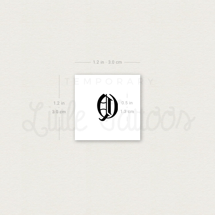 Gothic Q Letter Temporary Tattoo - Set of 3