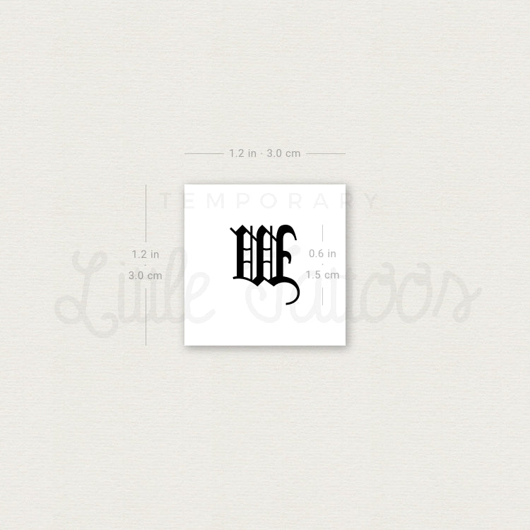 Gothic W Letter Temporary Tattoo - Set of 3