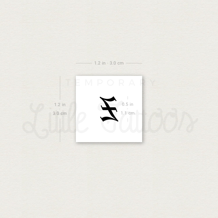 Gothic Z Letter Temporary Tattoo - Set of 3