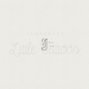 Old English J Letter Outline Temporary Tattoo - Set of 3