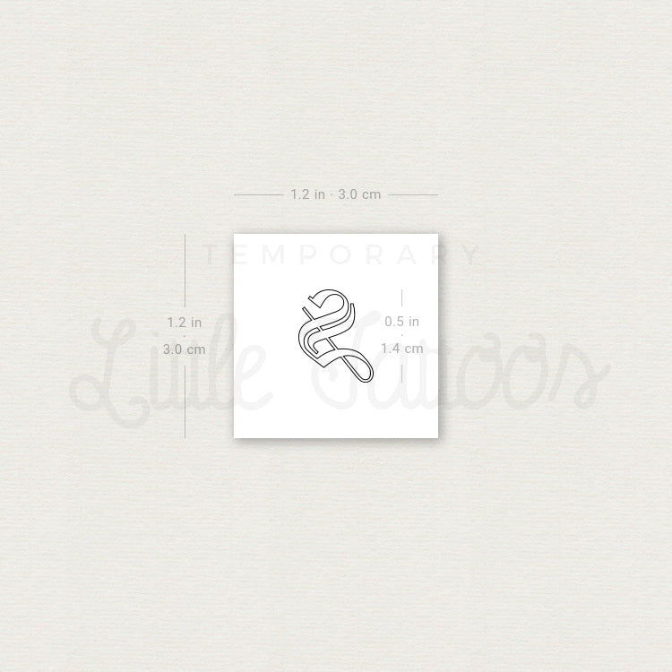 Old English S Letter Outline Temporary Tattoo - Set of 3
