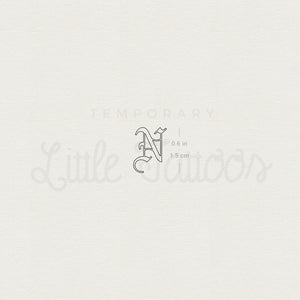Old English N Letter Outline Temporary Tattoo - Set of 3