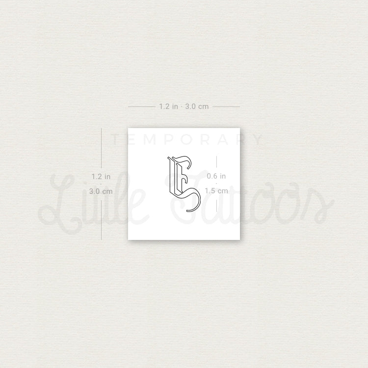 Old English I Letter Outline Temporary Tattoo - Set of 3