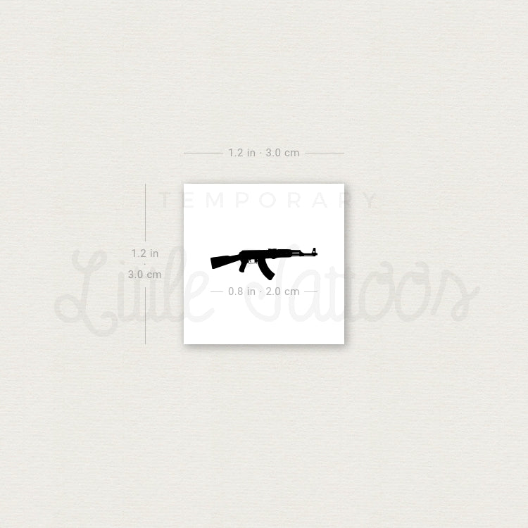 Tatuaje temporal de fusil de asalto Kalashnikov (juego de 3)