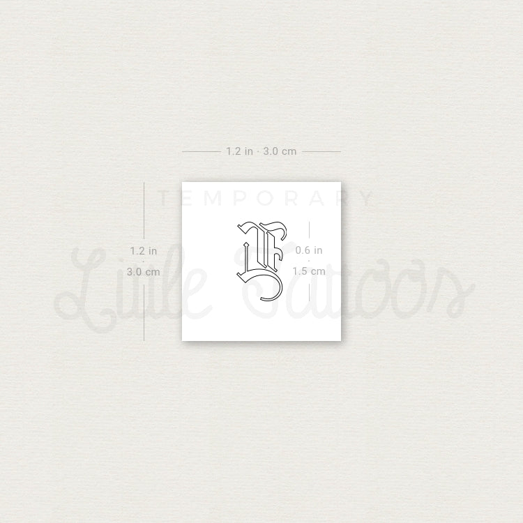 Old English L Letter Outline Temporary Tattoo - Set of 3