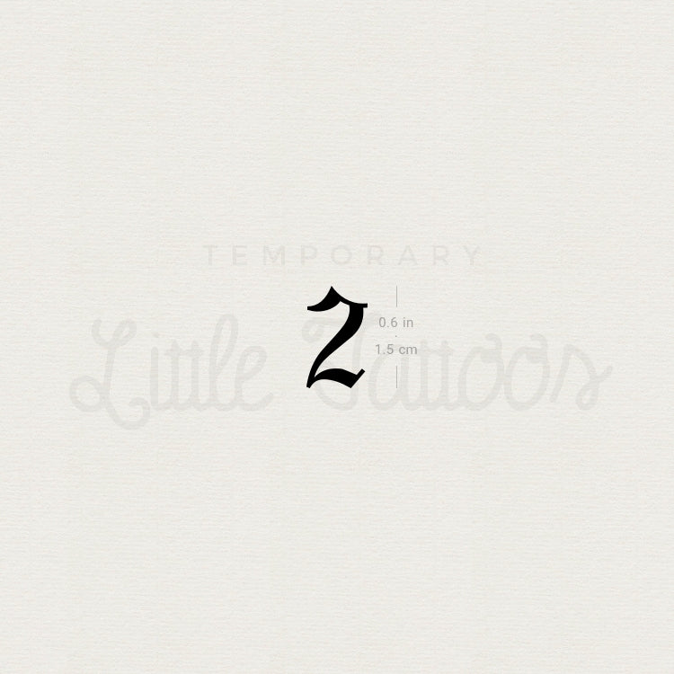 Gothic Number 2 Temporary Tattoo - Set of 3