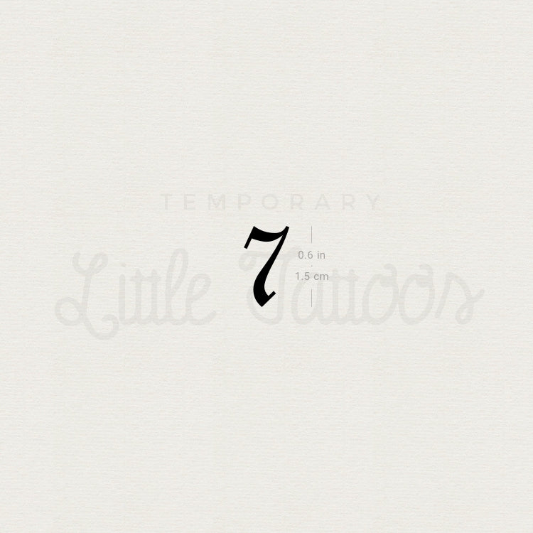 Gothic Number 7 Temporary Tattoo - Set of 3